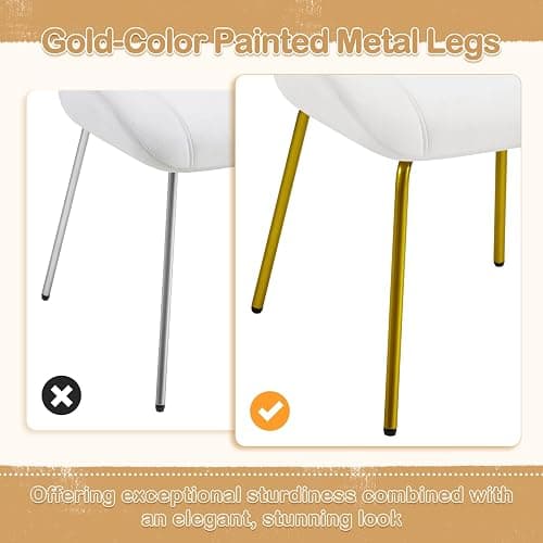 Yaheetech Velvet Armchair, Accent Tub Chair with Metal Legs, Cute Vanity Chair with Shell Shaped Backrest for Living Room/Bedroom/Dressing Table/Office, White thumbnail 8