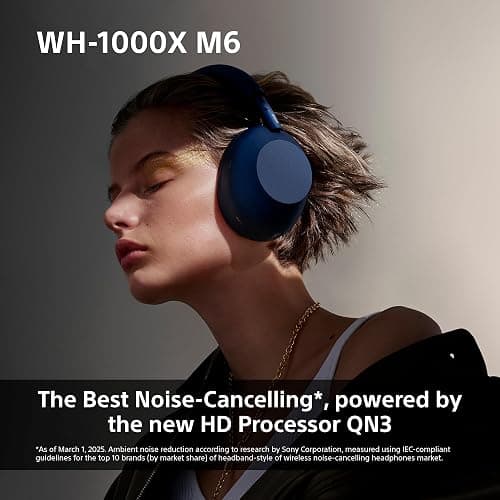 Sony WH-1000XM6 Flagship Noise Cancelling Over-Ear Wireless Bluetooth Headphones, Signature Hi-Res Sound, Ultimate Comfort, Foldable Design, Durable Case, 30 HR Battery, iOS & Android - Silver - Silver thumbnail 4