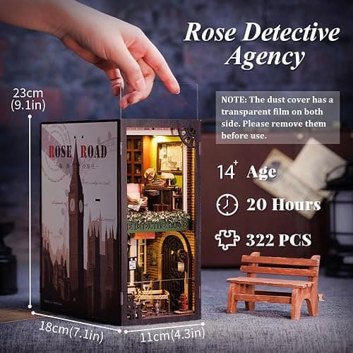 CUTEBEE Book Nook Kit - DIY Miniature House Dollhouse Kit for Adult and Teens, Booknook Bookshelf Decor Alley Model Build with LED Light, Gifts for Family and Friends thumbnail 2