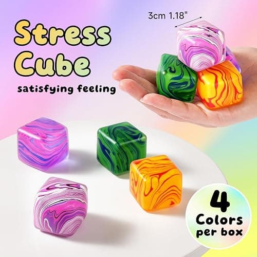 4 Pack Squishy Fidget Toys Stress Cube Bulk, Squishies Slow Rising Stress Balls for Adults Kids, Sensory Fidget Toys for Anxiety Relief, Small Squishy Toys for Classroom Prizes Party Favors thumbnail 3