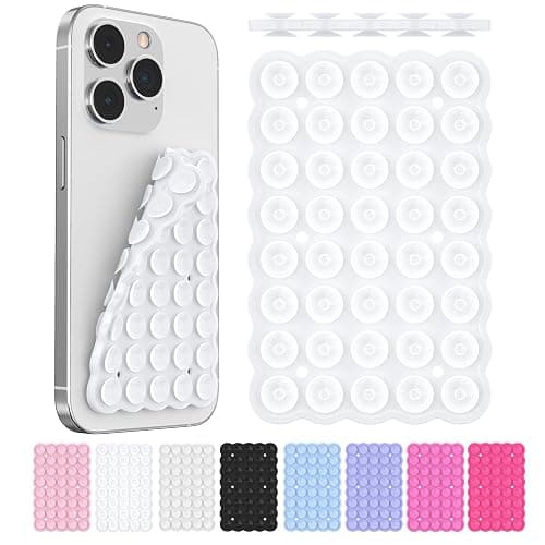 Silicone Suction Cup Phone Mount Double-Sided, Sticky Grip Suction Phone Case Mount for iPhone & Android, Hands-Free Phone Accessories for Tiktok Videos & Selfies (Clear) - Image 1
