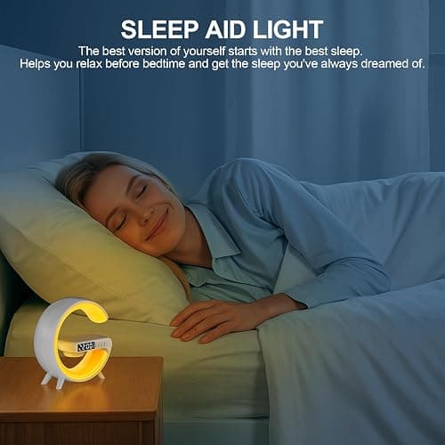 Kangtaixin Wake Up Light Alarm Clock for Kids, LED Table Bedsides Lamp with Sunrise Simulation, Sleep Aid, Snooze, Bluetooth Speaker, Night Light for Bedroom Decor, Birthday, Christmas Gift thumbnail 5
