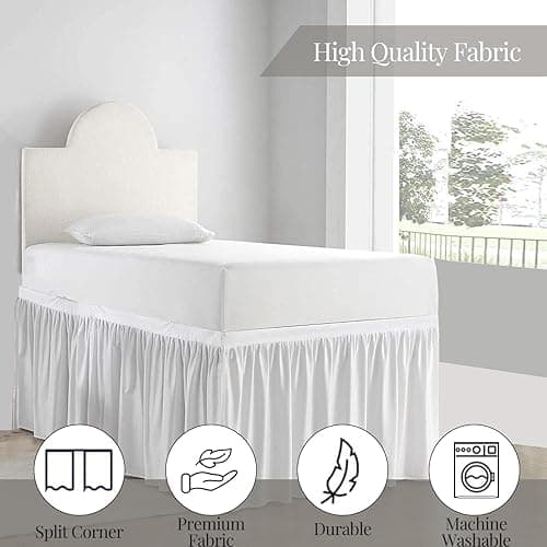 Dorm Bed Skirt Twin XL - Ruffled 36" Drop, 100% Microfiber, White Solid - Dorm Room Essentials and Décor - Twin XL - 36" Drop - White Solid thumbnail 6