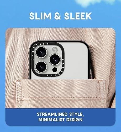 CASETiFY Compact iPhone 15 Case [4 ft. 2X Military Grade Drop Protection/Slim/Lightweight] - Frosted Sunset - Clear Black thumbnail 4