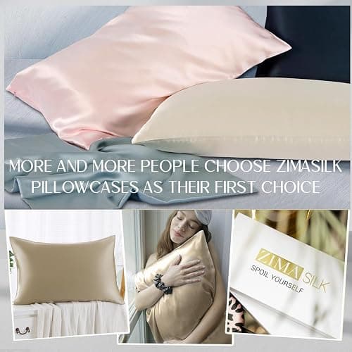 ZIMASILK 100% Pure Mulberry Silk Pillow Cases for Hair and Skin, Queen | Soft, Hypoallergenic & Smooth, Both Sides Grade 6A Silk, Hidden Zipper, Gift for Women Men, 1pc (Queen 20"x30", Taupe) thumbnail 6