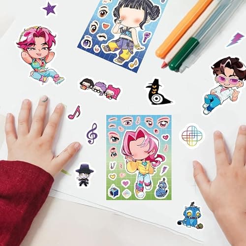32Pcs Demon Hunters Stickers, Korean Idol DIY Dress-Up Stickers, Waterproof Vinyl Stickers for Laptop Phone Skateboard Water Bottle, Cute Korean Fashion Gift for Kpop Fans thumbnail 5