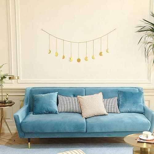 Mkono Moon Phase Wall Hanging Boho Aesthetic Room Decor Metal Moons Garland Hanging Art Bohemian Home Decoration for Girls Room Nursery Bedroom Livingroom Dorm, Ideal, Gold, 50" - Gold - Medium thumbnail 8