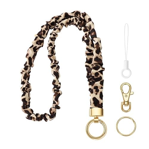 Stretchy Lanyard for ID Badges,Teacher Lanyard for Keys, Cute Neck Lanyard for Women (Coffee-Colored Leopard Print) - Image 1