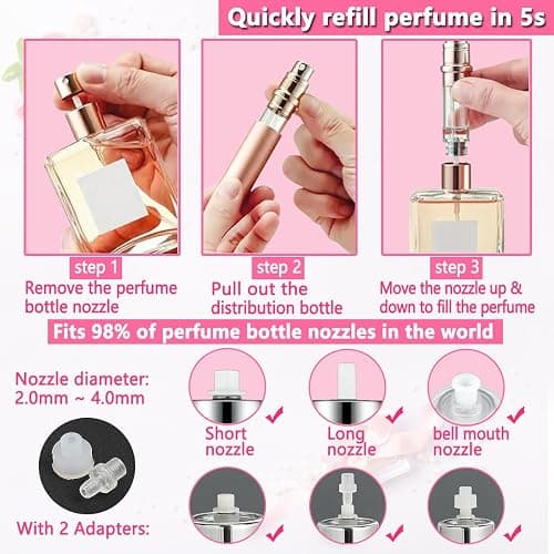 ANTOKX Travel Perfume Bottle Atomizer - 5ML Perfume Atomiser, Scent Pump Case, Leakproof Portable Perfume Sprayer for Women and Men (Black-1) thumbnail 4