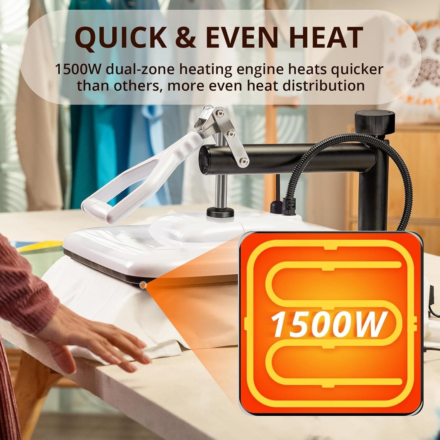 LOKLIK Heat Press Machine for T Shirts - Swing Away15x15 Heat Press Machine - Professional Heat Press for Sublimation, Vinyl, Heat Transfer Projects, Heats Up Fast & Distribute Heat Evenly (White) thumbnail 3