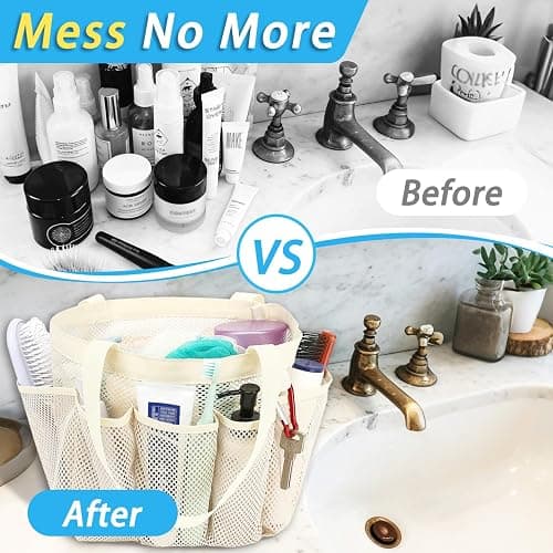 Fammart Mesh Shower Caddy Portable for College Dorm Room Essentials, Odorless Polyester Large Shower Tote Bag with Dual Handles, 8-Pocket Quick-Dry Toiletry Organizer for Travel, Beach, Camping, Gym thumbnail 6