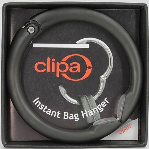 Clipa Bag Hanger - The Ring That Opens Into a Hook, Closes Automatically | Hangs Almost Anywhere in Just 1/2" of Space | Holds 33 lbs Yet Weighs Only 1.6 oz | 8 Styles | 3 yr Warranty - Matte Black thumbnail 3