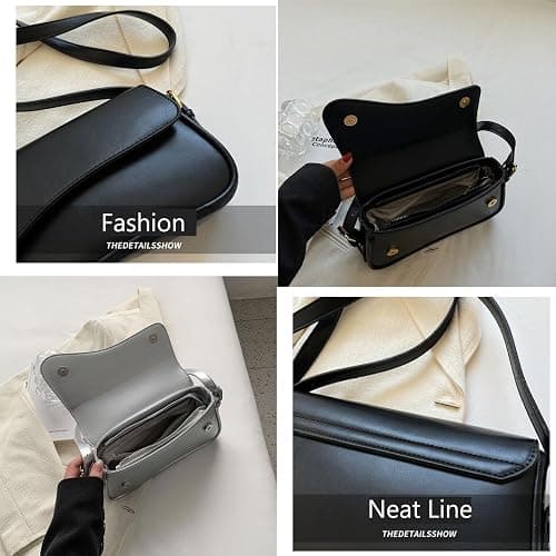 Shoulder Bag for Women Y2K Trendy Purse Vegan Leather Hobo Handbags Clutch Saddle Bag with 2 Removable Strap thumbnail 3