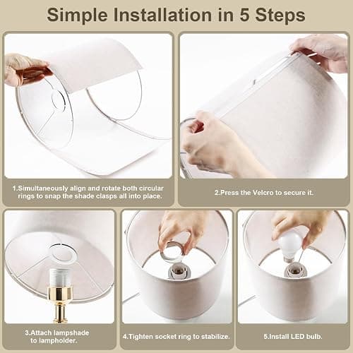 Dawnwake 18.5" Table Lamp Set of 2 for Living Room Bedroom, Bedside Lamps for Night Stands, Desk Nightstand Lamp Dimmable, Modern Linen Cream Ceramic Lamps (Cream) thumbnail 6