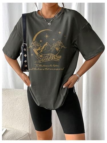SOLY HUX Women's Oversized Graphic Tees Drop Shoulder Half Sleeve Loose Casual T Shirt Tops thumbnail 4