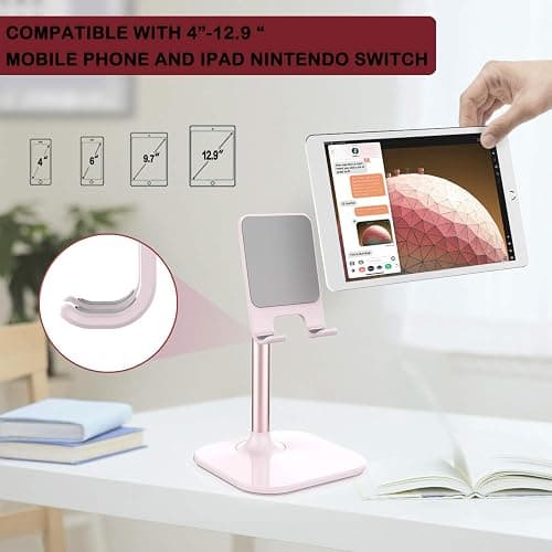 Doboli Cell Phone Stand, Valentine's Day Gifts for Teens Girls Boys Adults Women Men Mom Wife, Phone Stand for Desk, Phone Holder Stand Compatible with iPhone and All Mobile Phones Tablet, Pink thumbnail 2