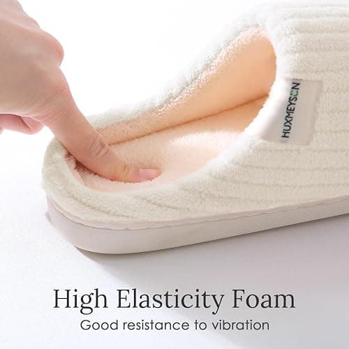 HUXMEYSON Slippers for Women, Warm Memory Foam Comfy House Slippers with Anti-Skid Rubber Sole for Indoor and Outdoor thumbnail 5