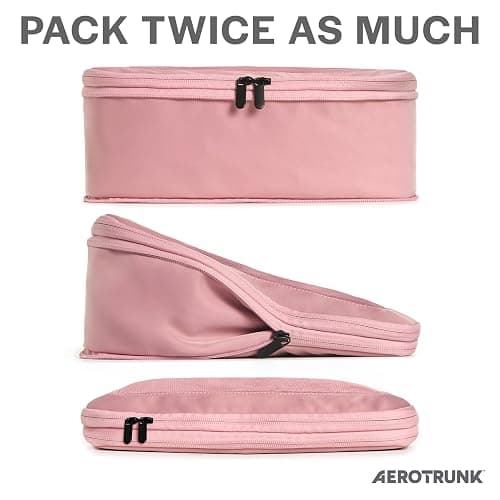 Aerotrunk Compression Packing Cubes for Travel - Luggage Organizer Bags - Double Zipper Packing Cubes for Suitcases (6-Pack, Rose) thumbnail 2