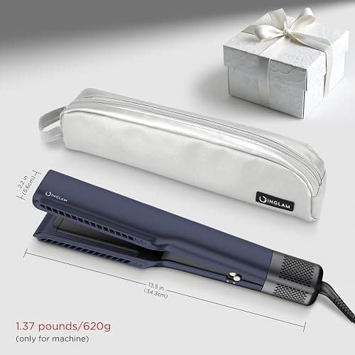 IG INGLAM Air Straightener, Style from Wet Hair, 2.2" Hair Dryer Straightener, 200M Negative Ionic, One-Step Air Straight for Medium and Long Length(14"-30"), Prussian Blue thumbnail 7