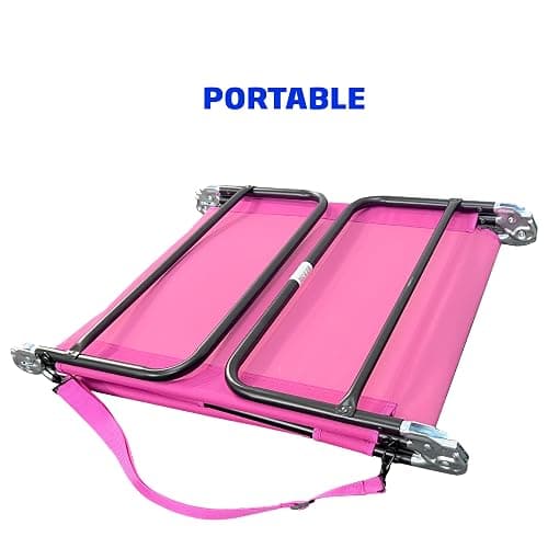 Face Down Tanning Chaise Lounge Chair - Face & Arm Holes - 2 Legs Support - Polyester Material – Backrest Positions - Head Rest Pillow - Beach or Home Use - Read and Tan - Pink Stripes Pattern thumbnail 6
