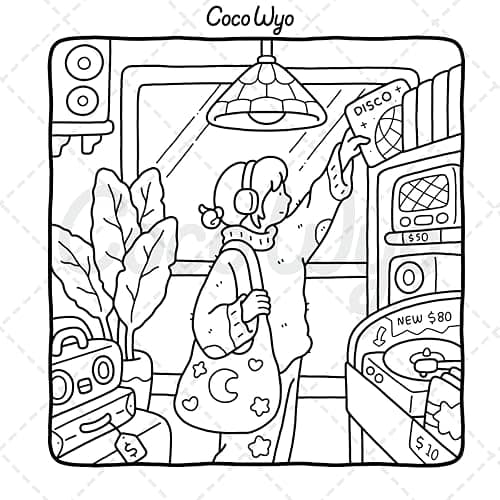 Girl Moments: Vol. 2 Coloring Book for Adults and Teens Featuring Cute Cozy Daily Activities for Relaxation thumbnail 13
