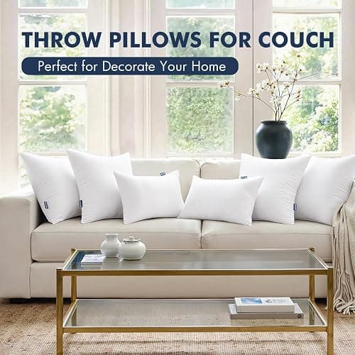 MIULEE Throw Pillows Inserts, Pack of 2 18x18 Inch 100% Virgin Fiber Filling Bed Couch Pillows - 2 - 18x18 Inch thumbnail 5