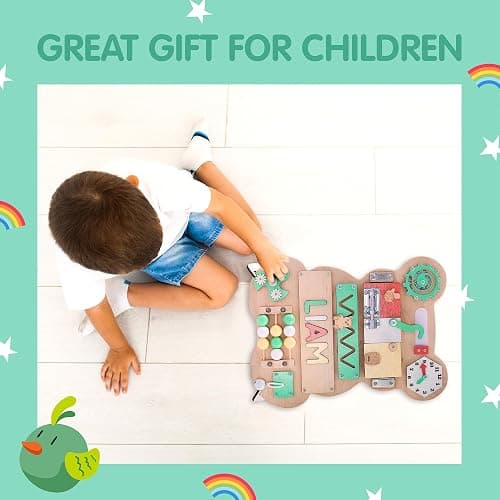 Nabytok Customized Name Puzzle for Toddlers (Fixed I J Letters) Personalized Toddlers Busy Board, Baby Personalized Board for 1-5 Years Old, First Birthday Gift, Montessori Toys (Khaki) thumbnail 7