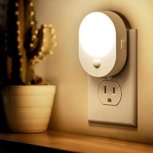 L LOHAS LED Motion Sensor Night Light,[2-PACK] Night Lights Plug into Wall,Motion Sensor and Dusk to Dawn Sensor,3000K Soft White,30/60/100lm Brightness Dimmable,Nightlight for Bathroom Hallway - Image 1