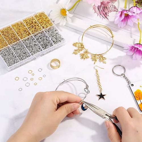 4600Pcs Silver and Gold Jump Rings with Open/Close Tools for Jewelry Making and Necklace Repair (Assorted Sizes) thumbnail 7