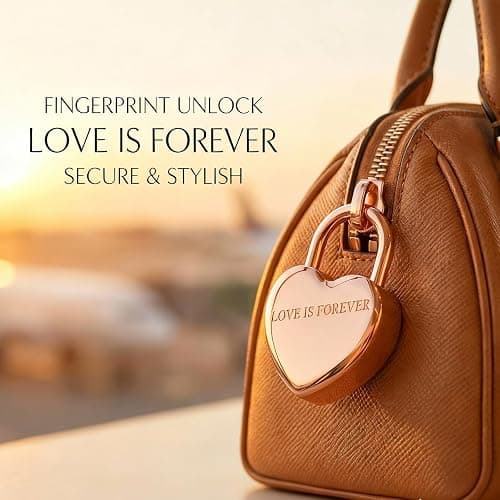 Tcyoatoa Fingerprint Padlock for Gym Locker, Heart Shaped, Rose Gold | Rechargeable Cute Smart Lock,10-Fingerprint Memory, Ideal Gift for Jewelry Boxes, Cosmetic Cases, Suitcases, Travel, School thumbnail 7