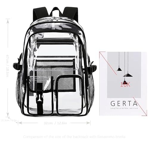 abshoo Large Clear Backpack For Girls Women School Bookbag Heavy Duty Transparent Backpack (Pink) - Pink thumbnail 3
