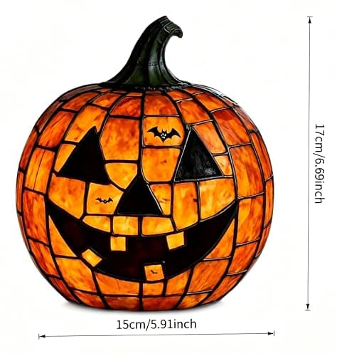 Halloween Lamp Stained Glass Pumpkin Lamp Tiffany Style Halloween Decorations for Home HolidayParty (Large Spooky Bat) thumbnail 2