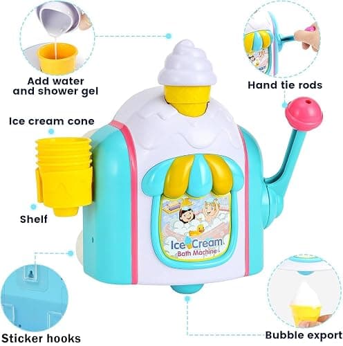 Bath Toys, Bubble Ice Cream Bath Machine Toy with Snap Buttons Not Fall, Bathtub Toys for Toddlers 1-3, Bubble Machine Toys Age 3 4 5 Year Old Girls Boys Holiday Birthday Shower Gifts thumbnail 5