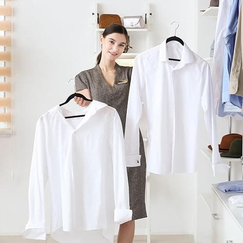 HOUSE DAY Premium Velvet Hangers 50 Pack Black, Non-Slip Flocked Felt Hangers, Sturdy Clothes Hangers with 360° Rotatable Hook, Heavy Duty Coat Hanger, Durable Slim Hanger for Closet Space Saving thumbnail 9