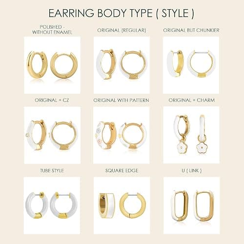 14K Gold Plated Sterling Silver Enamel Color Huggie Hoop Earrings for Women – Wide Range of Vibrant Color Options Available thumbnail 2