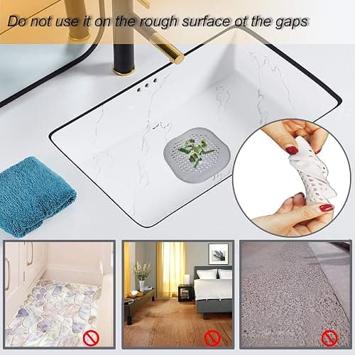 Bovinde Hair Drain Catcher,Square Cover for Shower 2 Pack (Sliver Grey) | Drainer Cover Silicone Hair Stopper with Suction Cups,Protector Accessories,Easy to Install Suit for Bathroom,Bathtub,Sink thumbnail 5