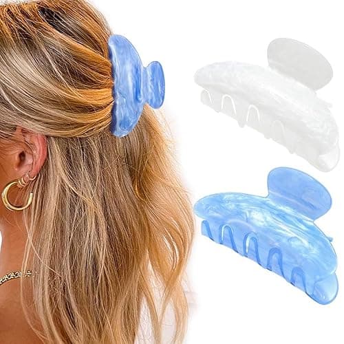 Banatra Acrylic Claw Clips Blue Medium Hair Clips Cute Hair Claws Hair Accessories for Women and Girls (Pack of 2) - Image 1