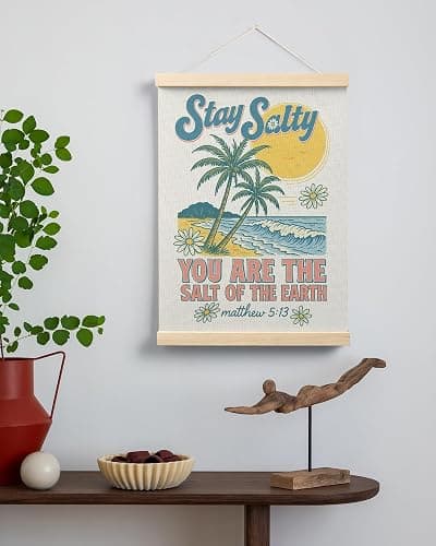 FGFK Summer Tropical Beach Christian Poster Hanger Frame, Beachy Room Decor Aesthetic, Stay Salty Bible Verse Posters Prints Wall Art Decor for Living Room Bedroom Home, 12x16 Inch thumbnail 3