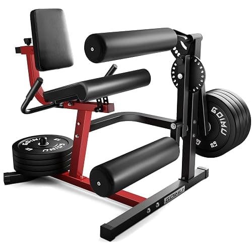 GOIMU Leg Extension and Curl Machine, 4 in 1 Lower Body Workout Machine， Adjustable Leg Curl Machine with Plate Loaded, Leg Extension Machine with Exercise Bench, Home Gym Weight Machine - Image 1