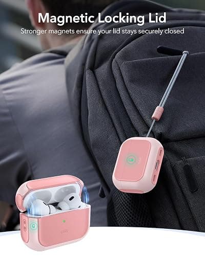 ESR for AirPods Pro 2 Case, Compatible with Airpods Pro Case 2nd / 1st Generation (2023/2022/2019), Compatible with MagSafe, Full Drop Protection Cover with Lanyard, Pink thumbnail 4