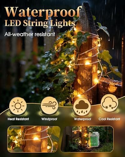 4-Pack Fairy Lights Battery Operated, 33ft 100 LED(Total 132ft 400 LEDs) Warm White String Lights with Remote Waterproof Christmas Lights 8 Modes Timer Lights for Bedroom Wedding Party Patio Decor thumbnail 2