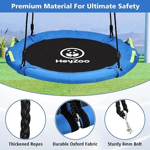 HeyZoo Tree Swing, Saucer Flying Swing 40 Inch for Kids, 900lbs Weight Capacity, with Adjustable Hanging Straps, for Backyard and Outdoor Playground, Gifts for Kids, Blue thumbnail 4
