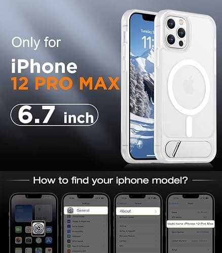 Temdan Magnetic Compatible with iPhone 12 Pro Max Case, [Built-in Invisible Kickstand][Compatible with MagSafe][Military Grade Shockproof] Slim Translucent Matte Phone Case for iPhone 12 Pro Max 6.7" thumbnail 7
