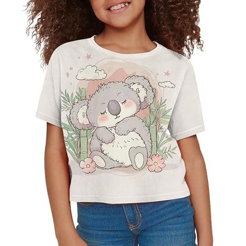 Watdotory Girls Crop Tops Cute Short Sleeve Shirts Fashion Tees for Kids Casual Crewneck Blouses Size 8-16 Years thumbnail 3