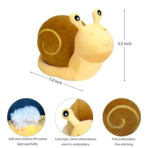 MUPI Snail Plush Pillow Toy Cute Stuffed Animal Snail Plush Kawaii Soft Decor Plushies Doll Gifts for Adults Kids Boys Girls Room Decor (Yellow 7.8 Inch) thumbnail 3