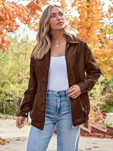 AUTOMET Womens Oversized Leather Jackets Faux Suede Fall Fashion Motorcycle Coats Winter Outfits Clothes Y2k Tops - Small - Caramel thumbnail 2