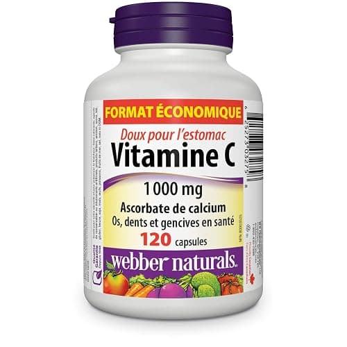 Webber Naturals Vitamin C Stomach Friendly 1000 mg, 120 Capsules, For Bones, Teeth, Immune and Antioxidant Health thumbnail 2