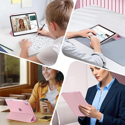 MoKo for iPad (A16) 11th Generation Case 11 Inch 2025, iPad 10th Generation Case 10.9 Inch 2022 with Pencil Holder, Slim Light Trifold Protective Cover with Hard PC Translucent Back Shell, Pink thumbnail 9