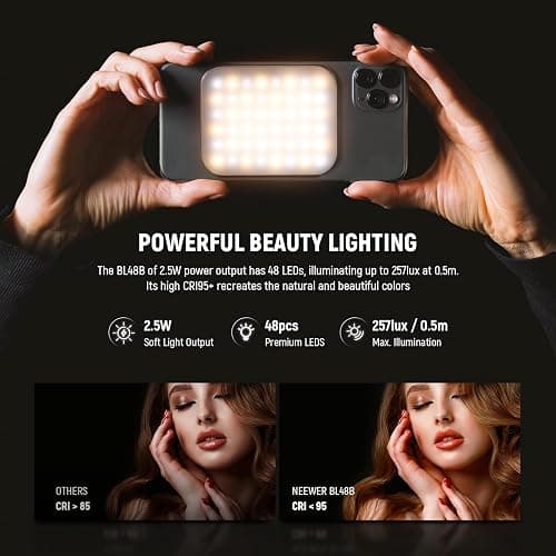 NEEWER BASICS Magnetic Selfie Light Compatible with MagSafe iPhone 16 15 Pro Max, Clip on Video Conference Lighting Fill Light for Computer Laptop Zoom Calls Live Streaming Outdoor Recording, BL48B thumbnail 5