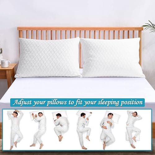 Shredded Memory Foam Pillows for Sleeping,Bed Pillows Queen Size Set of 2 Pack Cooling Adjustable,Good for Side and Back Sleeper with Washable Removable Cover thumbnail 8